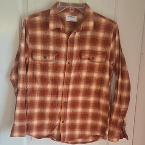 Old Navy Orange Plaid Button Down Shirt
